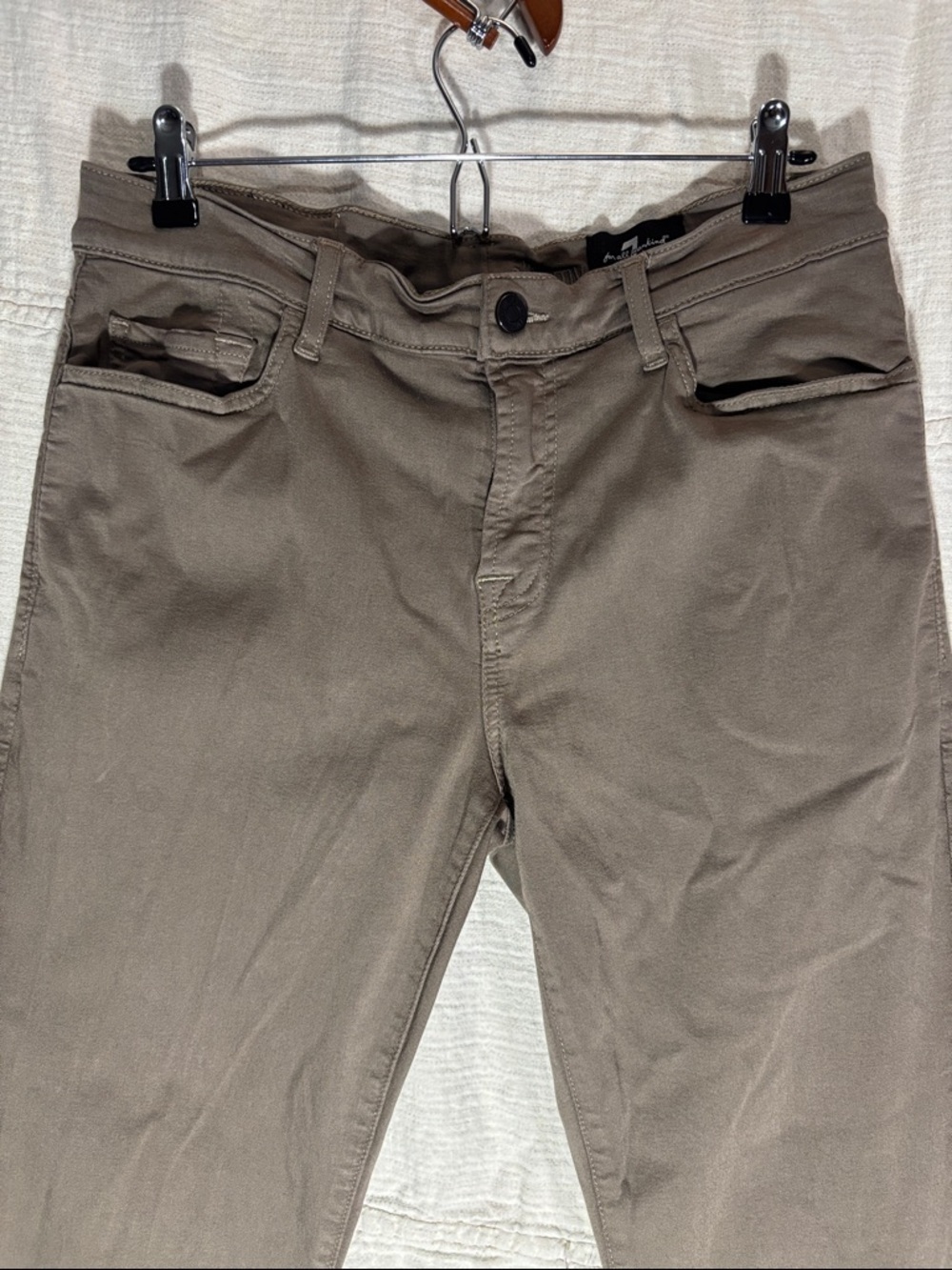 7 For All Mankind Men's Chinos in Olive Brown - Picture 5 of 13